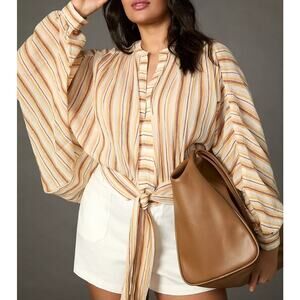 Anthropologie Women's Tie Front Striped Blouse Size Small Multicolor